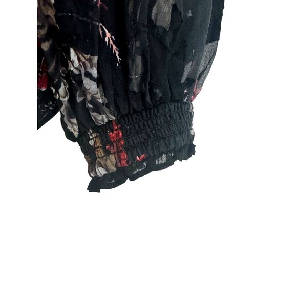 White House Black Market Off-The-Shoulder Floral Burnout Silk Blouse Top Size S - Picture 6 of 12